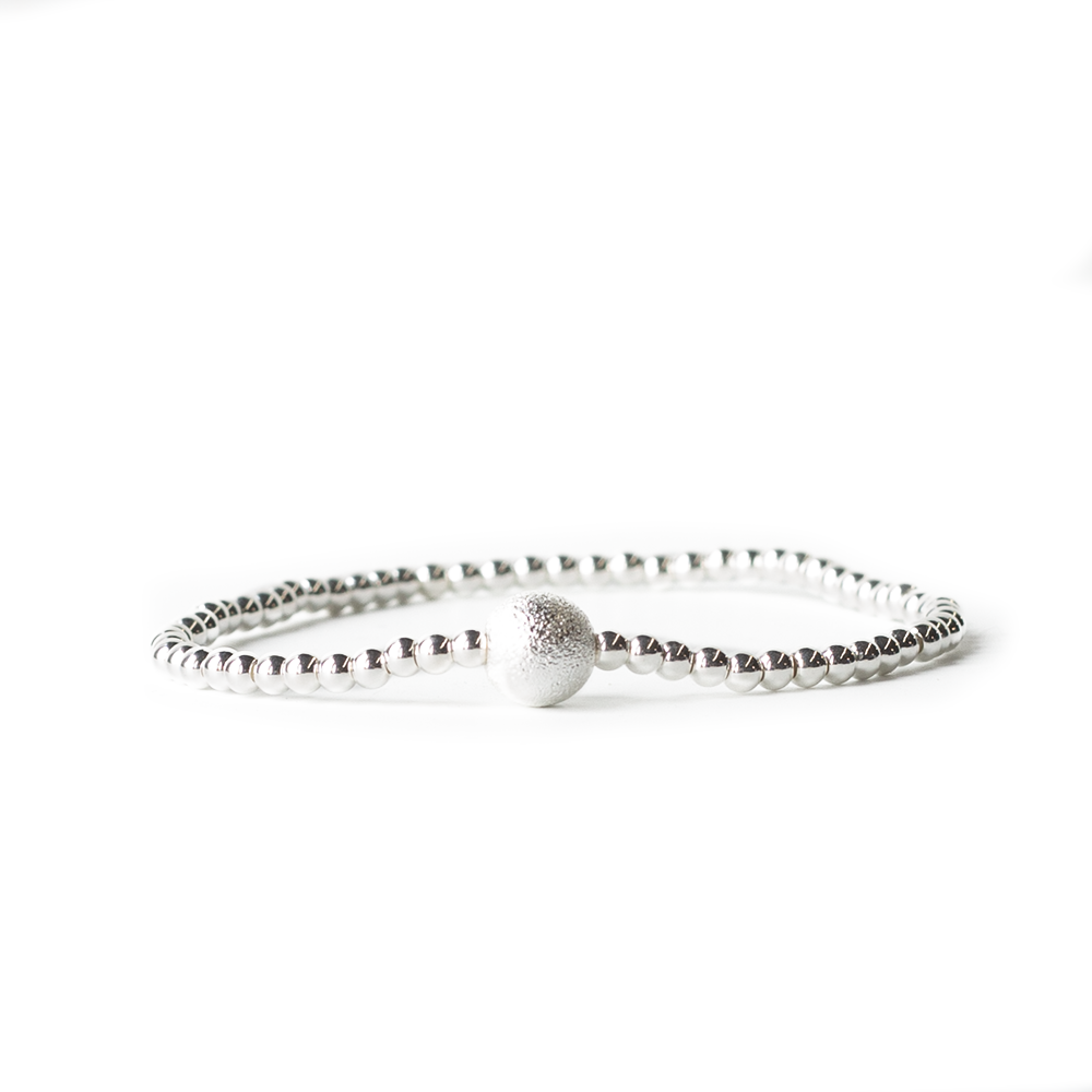 Lenny & Eva: Silver Plated Beaded Stretch Bracelet