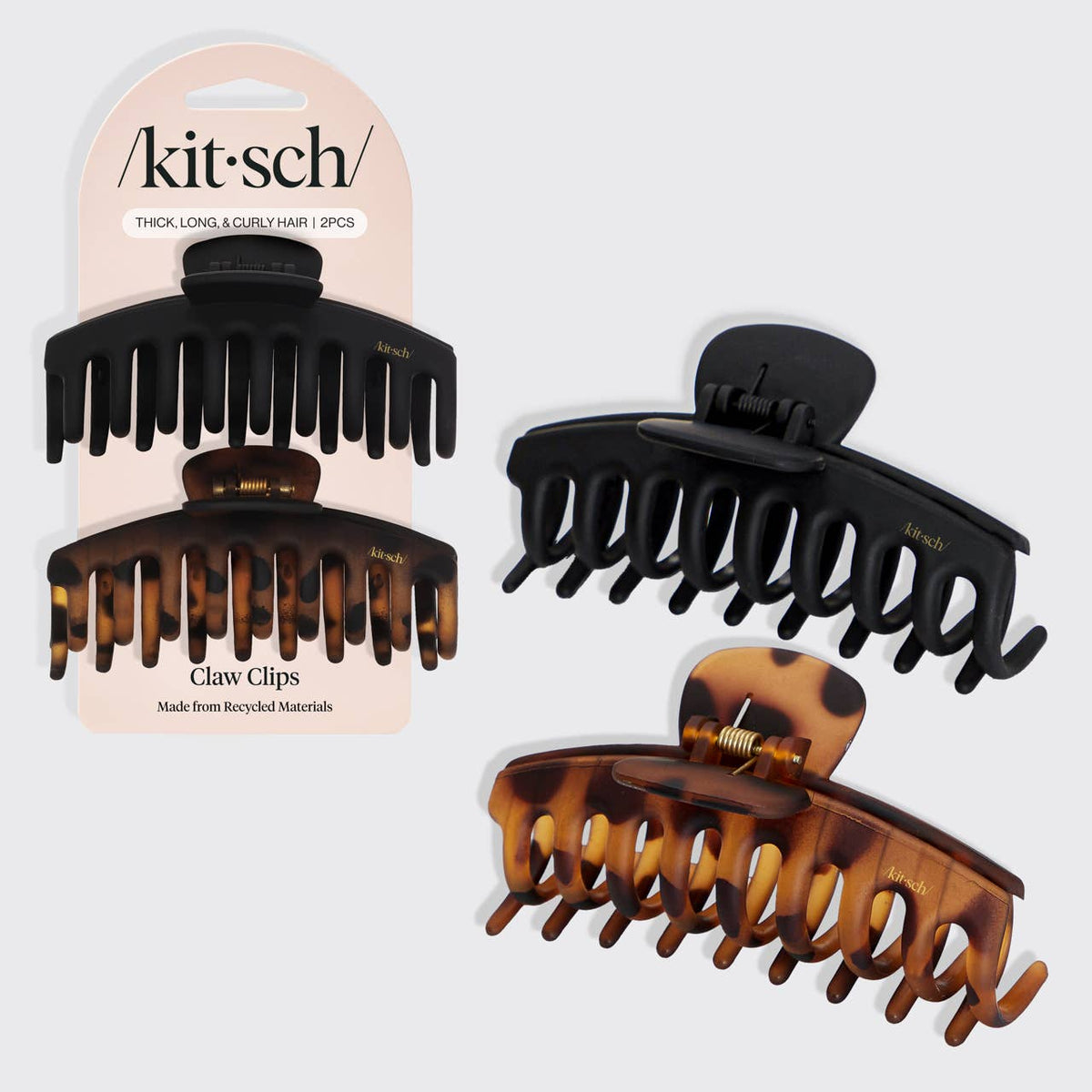 Recycled Plastic Oversized Matte Claw Clips 2pc Set