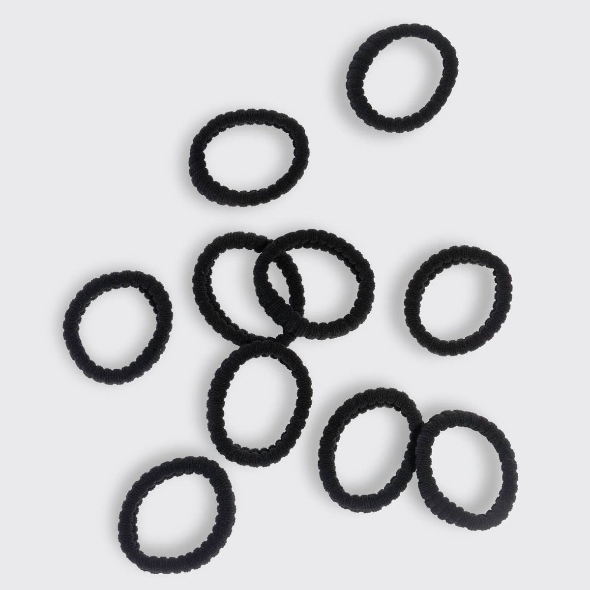 Recycled Fabric Ribbed Hair Elastics 10pc Set - Black