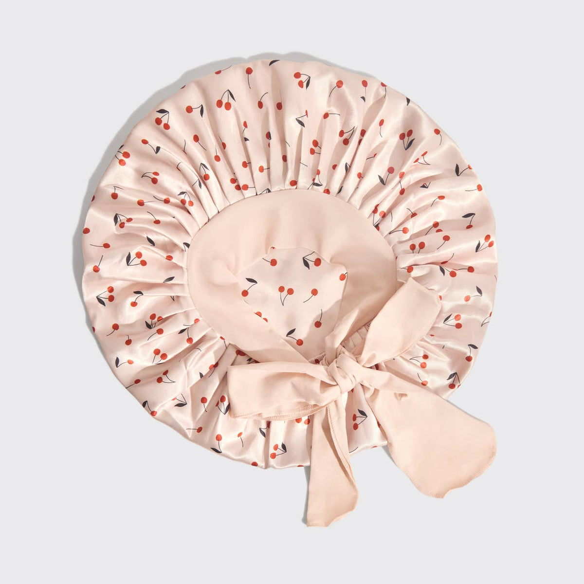 Adjustable Oversized Satin Bonnet - Cherry Print