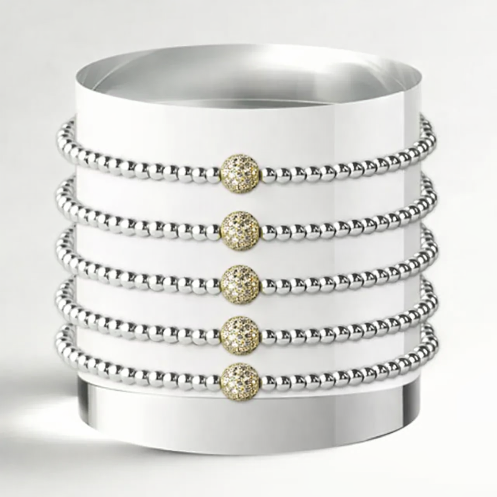 Lenny & Eva: Uno Silver Mixed Metal Beaded Bracelet