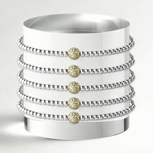 Lenny & Eva: Uno Silver Mixed Metal Beaded Bracelet