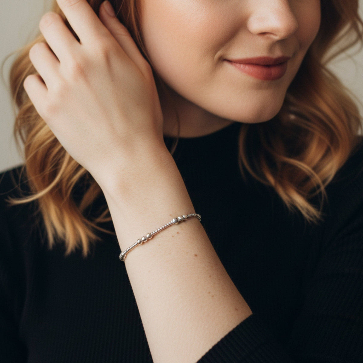 Lenny & Eva: Silver Smooth Beaded Bracelet
