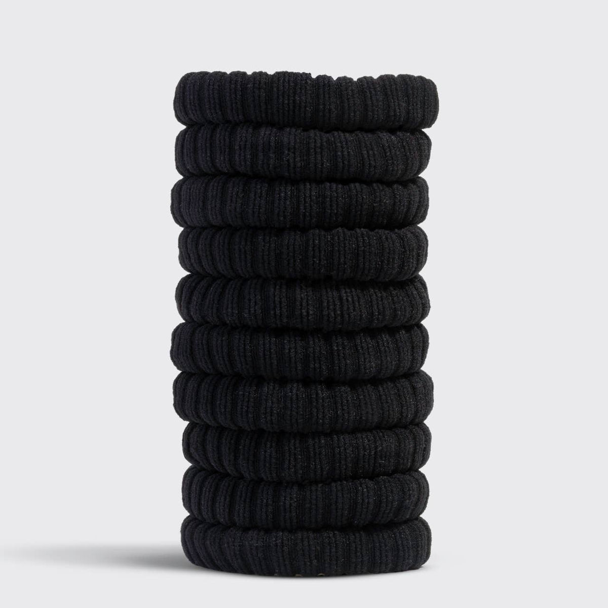 Recycled Fabric Ribbed Hair Elastics 10pc Set - Black
