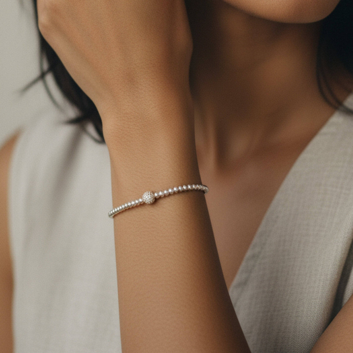 Lenny & Eva: Uno Silver Mixed Metal Beaded Bracelet
