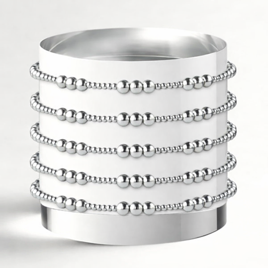 Lenny & Eva: Silver Smooth Beaded Bracelet