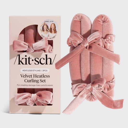 Terracotta Velvet Heatless Curling Set